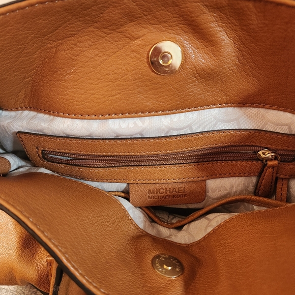 Michael Kors Hamilton Brown Saffiano Medium Satchel Shoulder Handbag Purse - Picture 11 of 13